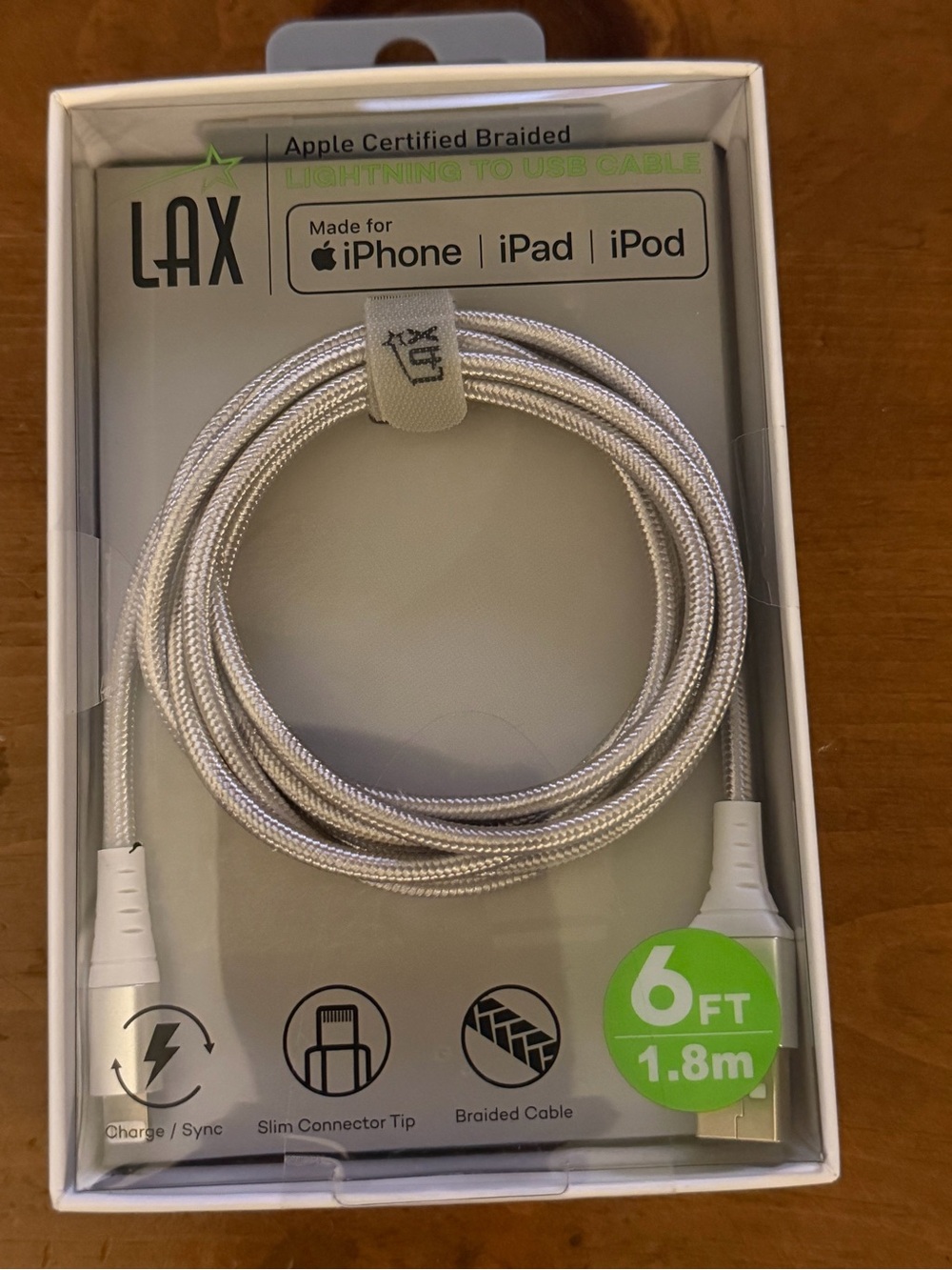 Silver Braided Lightning to USB Cable - LAX